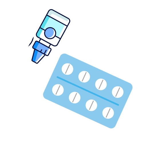 飲み薬と局所の外用薬を組み合わせた治療のイメージイラスト